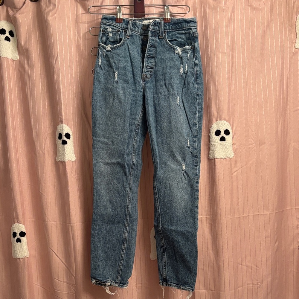 Abercrombie & Fitch Blue Straight Leg Jeans “the mom high rise”